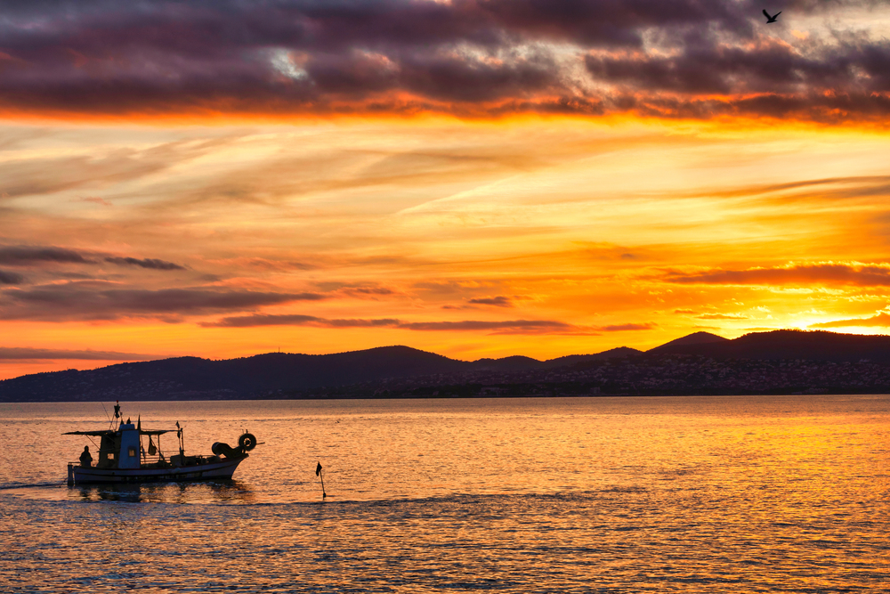  Fisher boat and cloudy sky 